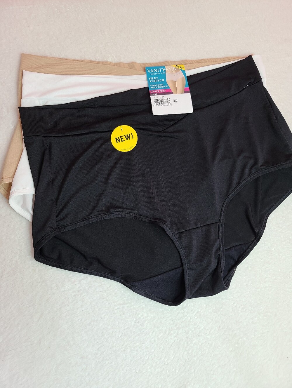 3pk Vanity Fair Radiant Silky Stretch V-front Classic Brief Panties Size 2X
